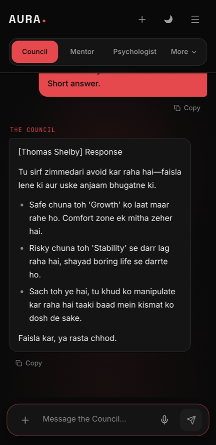 A Council conversation answering in Hinglish